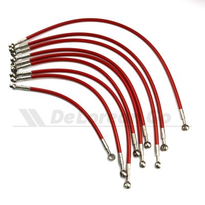 Transparent Red Coated Set of 9 Stainless Braided Fuel Lines
