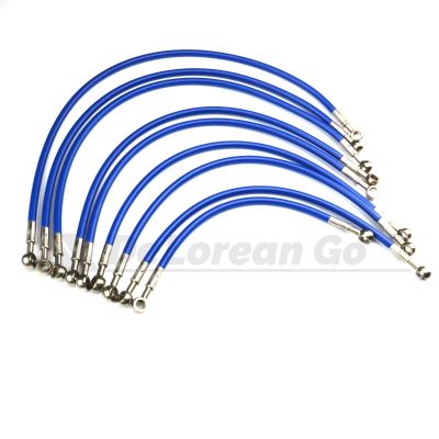 Solid Blue Coated Set of 9 Premium Stainless Braided Fuel Lines